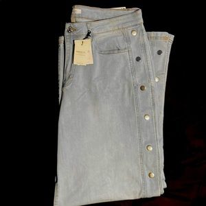 70s inspired wide leg flare snap button jeans